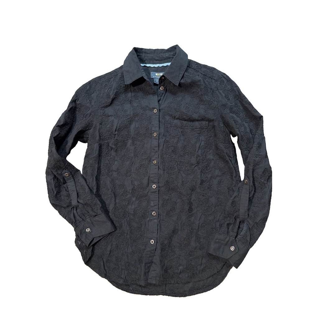 Anthropologie Maeve Black Lace Embroidered Blouse 4 Long Sleeve Whimsigoth